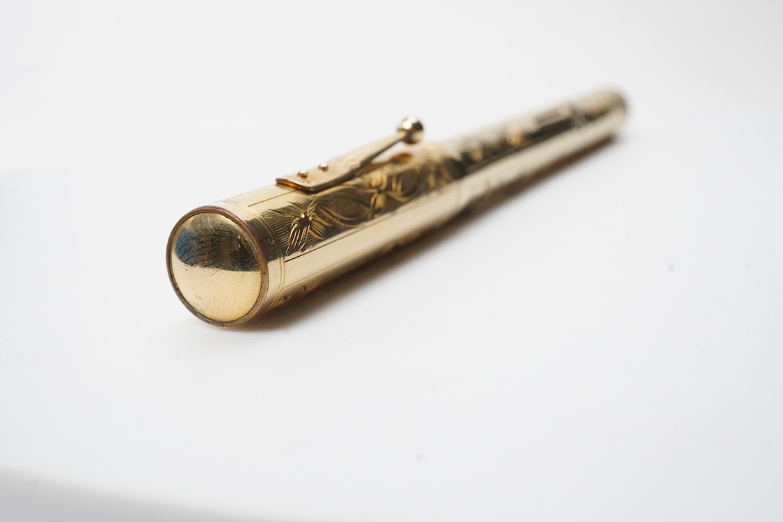 A Waterman hand engraved vine No.0552.5 LEC lever filled fountain pen